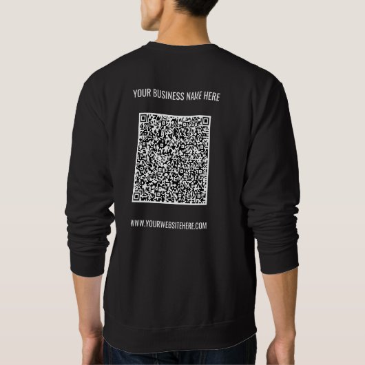 QR Code en Custom Text Uw Business Sweatshirt (Achterkant)