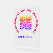 QR-Code en Douanetekst Acrylteken Kies Kleuren Acryl Bord (Hoek)