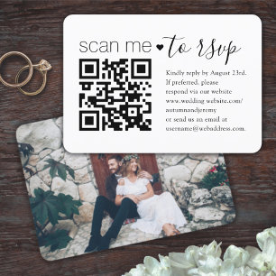 QR-code en foto-huwelijkswebsite Eenvoudige bijlag RSVP Kaartje