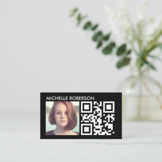 Qr-code en hoofdschot visitekaartje (Staand voorkant)