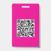 QR-code en logo in hete roze Badge (Achterkant)