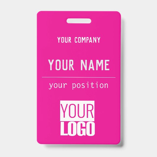 QR-code en logo in hete roze Badge (Voorzijde)