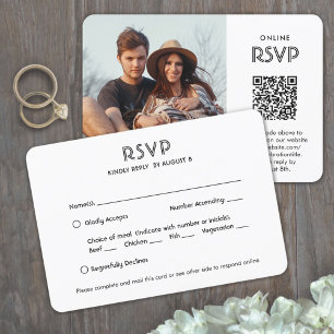 QR-code en maaltijd opties Chic eenvoudige foto-hu RSVP Kaartje