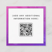 QR-code en sociale media Intense Paarse roze ombre Vierkante Visitekaartje (Achterkant)