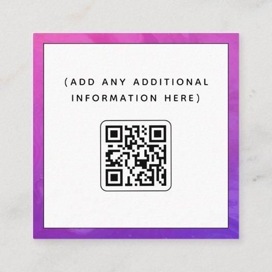 QR-code en sociale media Intense Paarse roze ombre Vierkante Visitekaartje (Achterkant)