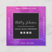 QR-code en sociale media Intense Paarse roze ombre Vierkante Visitekaartje (Voorkant)