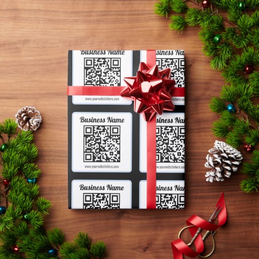 QR-code en tekst met een lichtblauwe rand kunnen w Cadeaupapier (Feestdagen Geschenken)