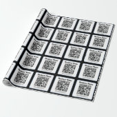 QR-code en tekst met een lichtblauwe rand kunnen w Cadeaupapier (Uitgerold)
