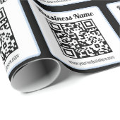 QR-code en tekst met een lichtblauwe rand kunnen w Cadeaupapier (Rol Hoek)