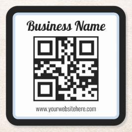 QR-code en tekst met een lichtblauwe rand kunnen w Kartonnen Onderzetters