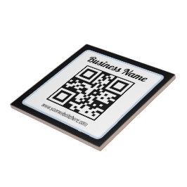 QR-code en tekst met een lichtblauwe rand kunnen w Tegeltje