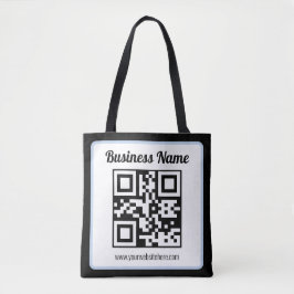 QR-code en tekst met een lichtblauwe rand kunnen w Tote Bag