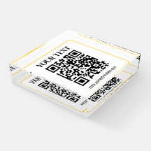 QR-code en tekst met gele gouden rand kunnen worde