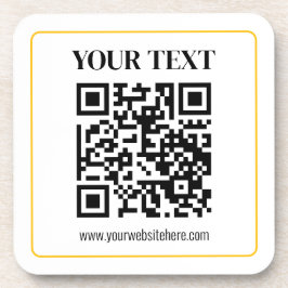 QR-code en tekst met gele gouden rand kunnen worde Bier Onderzetter