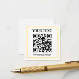 QR-code en tekst met gele gouden rand kunnen worde Informatiekaartje