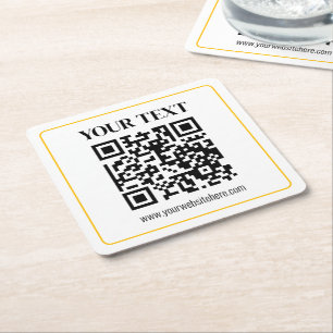 QR-code en tekst met gele gouden rand kunnen worde Kartonnen Onderzetters