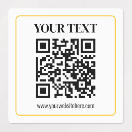 QR-code en tekst met gele gouden rand kunnen worde Labels