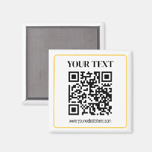QR-code en tekst met gele gouden rand kunnen worde Magneet
