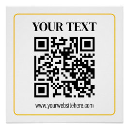 QR-code en tekst met gele gouden rand kunnen worde Perfect Poster