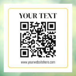 QR-code en tekst met gele gouden rand kunnen worde Raamsticker
