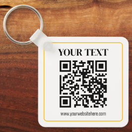 QR-code en tekst met gele gouden rand kunnen worde Sleutelhanger