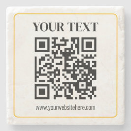 QR-code en tekst met gele gouden rand kunnen worde Stenen Onderzetter