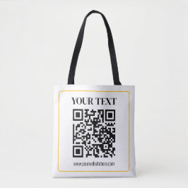 QR-code en tekst met gele gouden rand kunnen worde Tote Bag