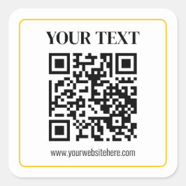 QR-code en tekst met gele gouden rand kunnen worde Vierkante Sticker