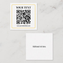 QR-code en tekst met gele gouden rand kunnen worde Vierkante Visitekaartje
