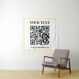 QR-code en tekst met gele gouden rand kunnen worde Wandkleed