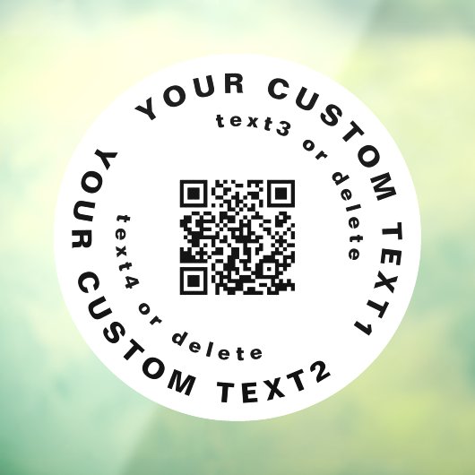 QR-code en tekst op Cirkel Eenvoudig bedrijf W Raamsticker (Vel 3)