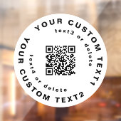 QR-code en tekst op Cirkel Eenvoudig bedrijf W Raamsticker (Vel 2)