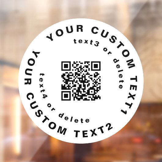 QR-code en tekst op Cirkel Eenvoudig bedrijf W Raamsticker (Vel 2)