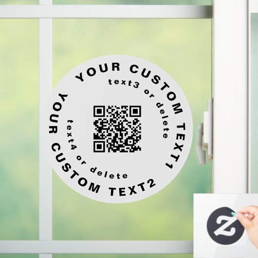 QR-code en tekst op Cirkel Eenvoudig bedrijf W Raamsticker (Huis)