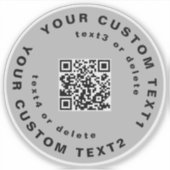 QR-code en tekst op een heldere fles voor vinylzak Sticker (Voorkant)