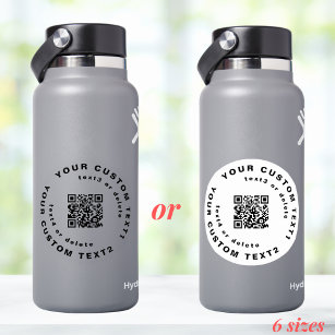 QR-code en tekst op een heldere fles voor vinylzak Sticker