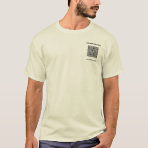 QR-code en tekst op uw bedrijfspromotie T-shirt
