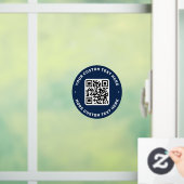 QR-code en tekstboven- en onderste donkerblauwe ci Raamsticker (Huis)