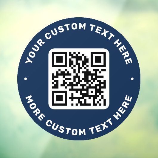 QR-code en tekstboven- en onderste donkerblauwe ci Raamsticker (Vel 3)