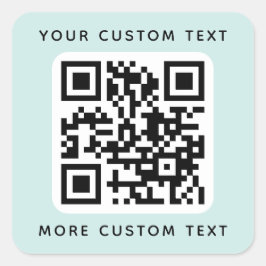 QR-code en tekstboven- en onderste lichtaqua blauw Vierkante Sticker