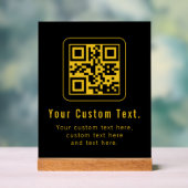 QR-code en tekstsjabloon bewerkbaar | Zwart & Goud Acryl Bord (Neutraal)