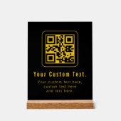 QR-code en tekstsjabloon bewerkbaar | Zwart & Goud Acryl Bord (Voorkant)