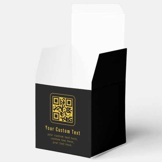 QR-code en tekstsjabloon bewerkbaar | Zwart & Goud Bedankdoosjes (Geopend)