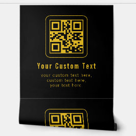QR-code en tekstsjabloon bewerkbaar | Zwart & Goud Behang