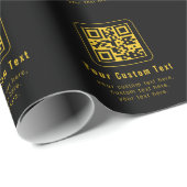QR-code en tekstsjabloon bewerkbaar | Zwart & Goud Cadeaupapier (Rol Hoek)