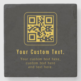 QR-code en tekstsjabloon bewerkbaar | Zwart & Goud Stenen Onderzetter