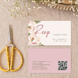 QR-code en trouwwebsite Blush Pink RSVP Informatiekaartje