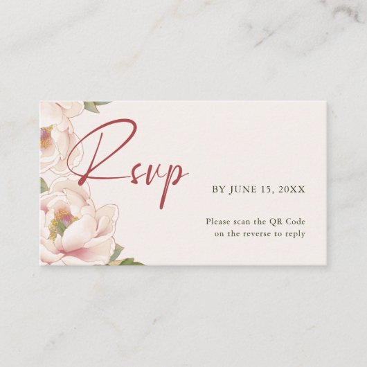 QR-code en trouwwebsite Blush Pink RSVP Informatiekaartje (Voorkant)