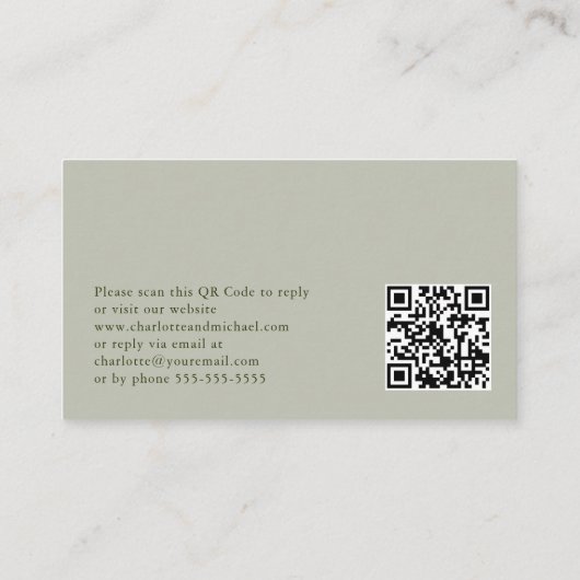 QR-code en trouwwebsite Sage Green Blush Peony Informatiekaartje (Achterkant)