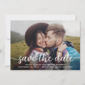 QR-code en twee foto's Eenvoudige moderne scripts  Save The Date (Voorkant)